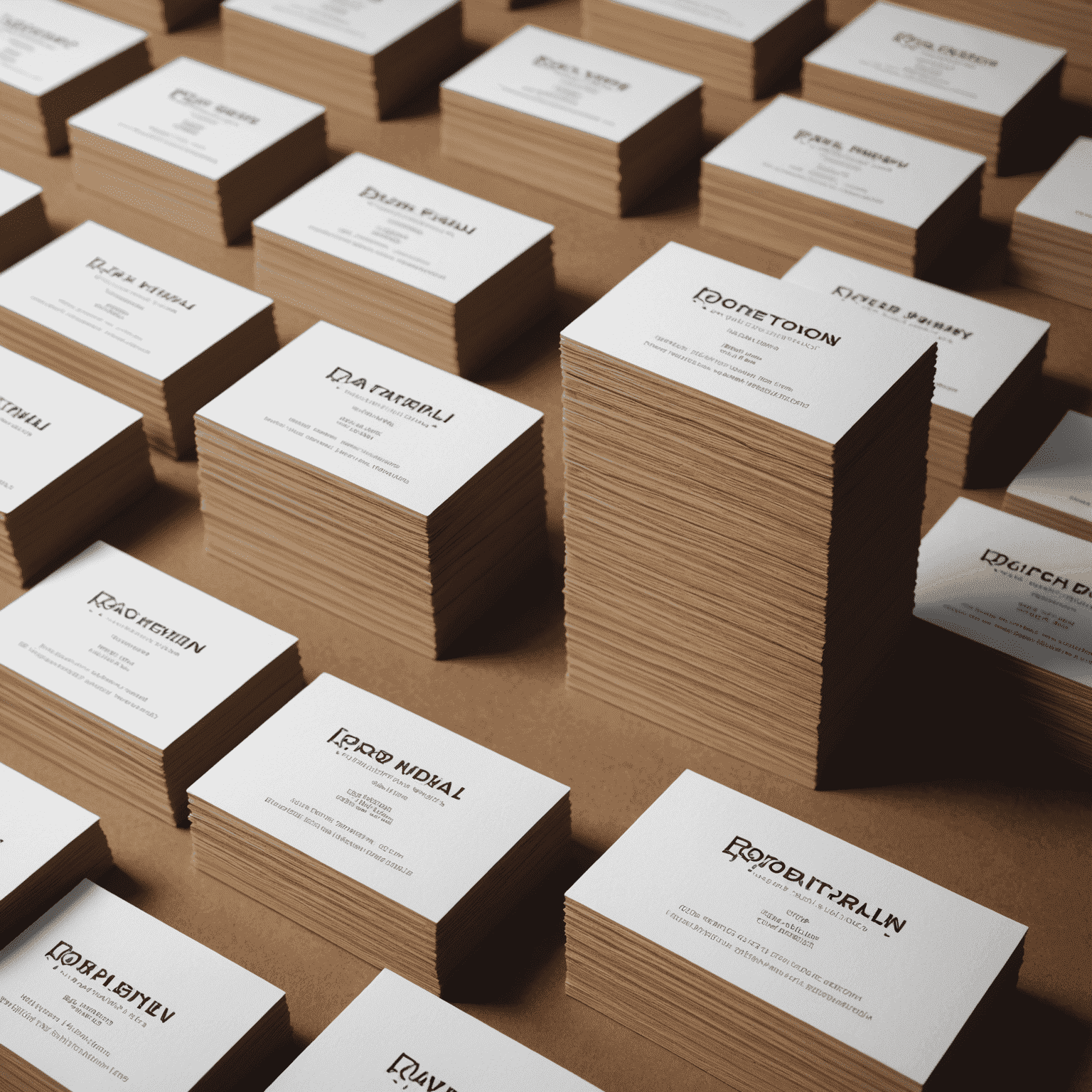 Stacks of custom-designed business cards ready for bulk distribution