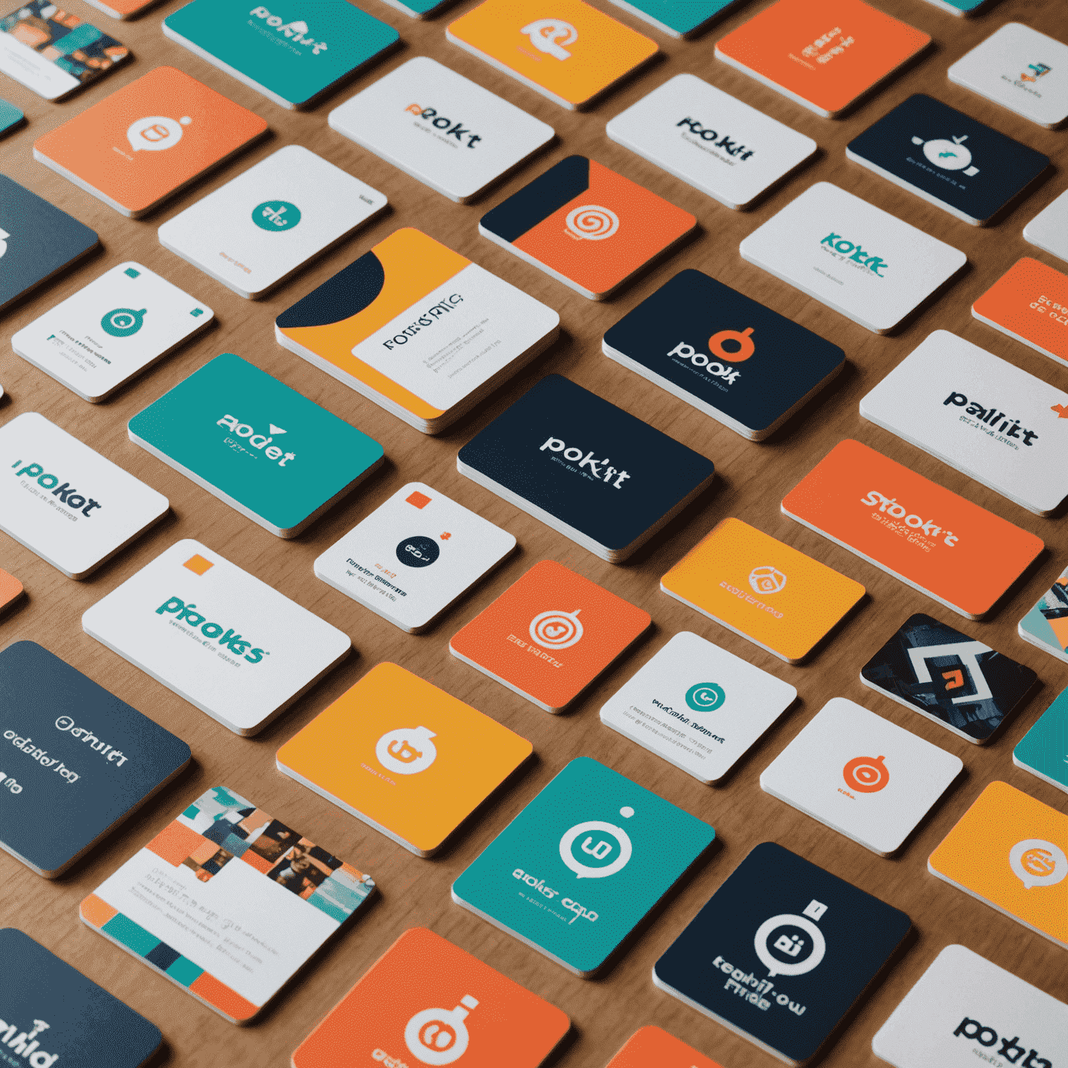 A collage showing before and after images of a startup's branding, featuring Pokit's custom cards and their impact on brand recognition
